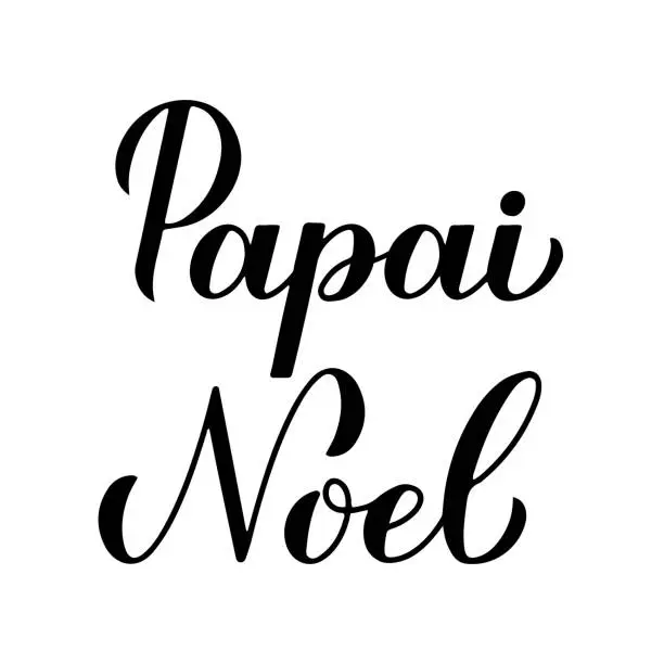 Vector illustration of Papai Noel calligraphy hand lettering isolated on white. Santa Claus  in Brazilian Portuguese typography poster. Easy to edit vector template for greeting card, banner, flyer, sticker, etc