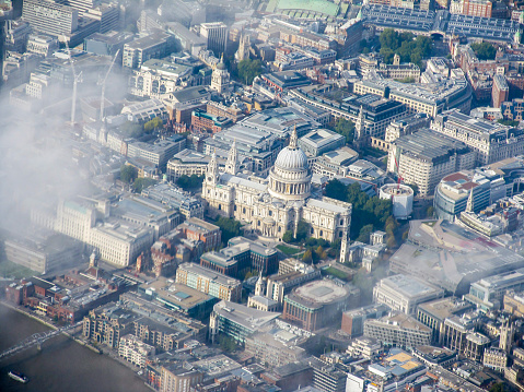 St Paul's Cathedral, London, UK, as seen from an airplane