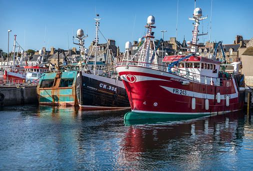 Fishing Boats in the harbour, Fraserburgh, Aberdeenshire, Scotland - Sept 20 2018