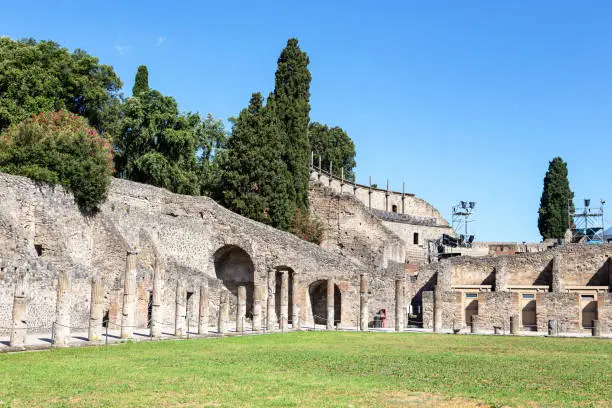 Photo of The ruins of the ancient city of Pompeii, destroyed by the eruption of Mount Vesuvius in the 1st century AD. Company, Italy.