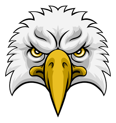 An eagle head face cartoon character mascot illustration