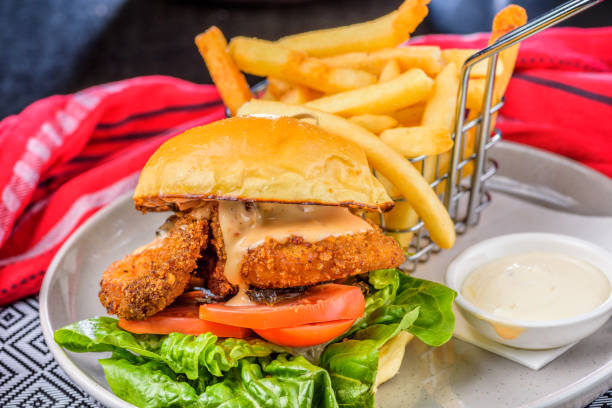 istock A fried chicken burger with lettuce and tomato 1286856249