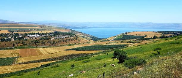 arbel valley and the sea of galilee - kinneret - israël - mountain majestic park cliff photos et images de collection