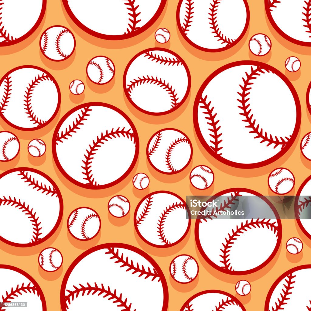 Soft Ball Pattern Baseball Softball Ball Seamless Pattern Vector Graphics Stock ...