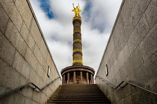 Berlin / Germany - March 10th 2017: The Victory Column (SiegessÃ¤ule), a major tourist attraction in Berlin. Berliners have given the statue the nickname Goldelse, meaning \