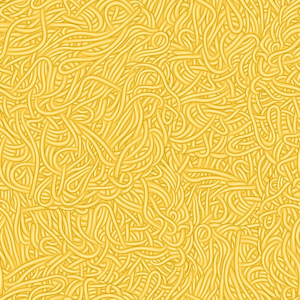 ilustrações de stock, clip art, desenhos animados e ícones de seamless pattern texture of spaghetti pasta, ramen noodles - spaghetti