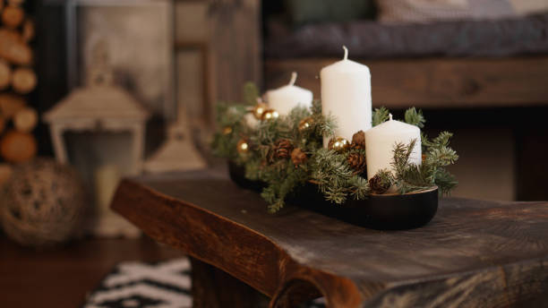 istock Christmas decoration on wooden background 1286864555