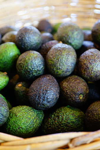 Close-up organic avocado in market