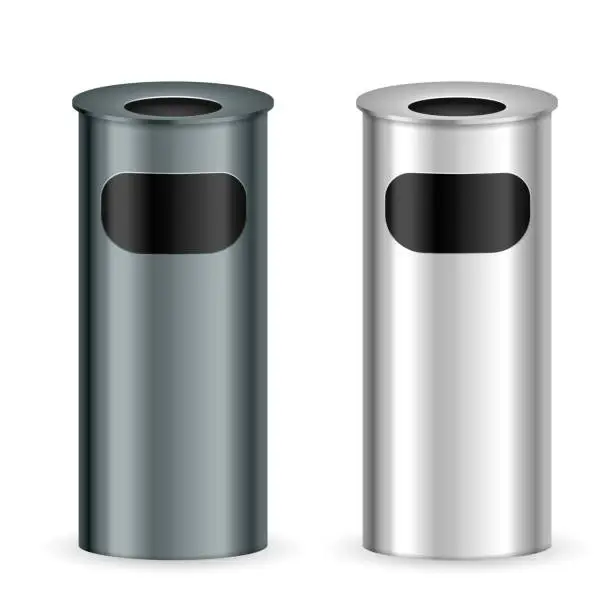 Vector illustration of Ashtray bin set