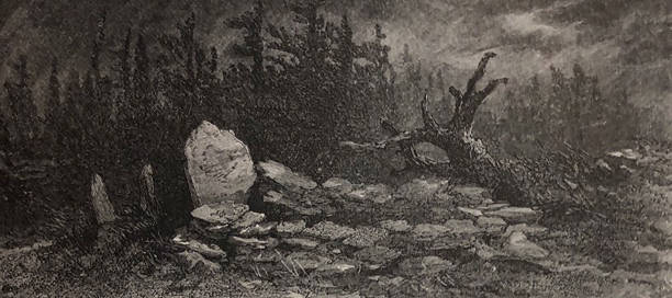 Antique illustration - grave of Professor Mitchell on the summit of Mount Mitchell - North Carolina Antique illustration mt mitchell stock illustrations