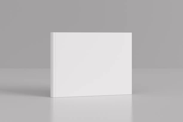 istock Hardcover horizontal or landscape white mockup book standing on the white background. 1286876849