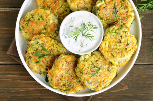 istock Diet vegetable cutlet from zucchini, carrot, herbs 1286878362
