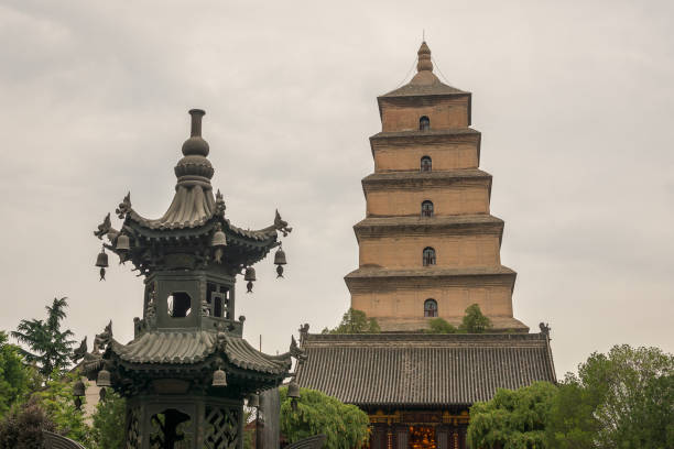 giant wild goose pagoda w xian, prowincja shaanxi, chiny - shaanxi province buddhism china tower zdjęcia i obrazy z banku zdjęć
