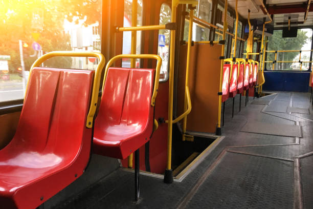 istock An old empty tram with no people in the cabin 1286887352