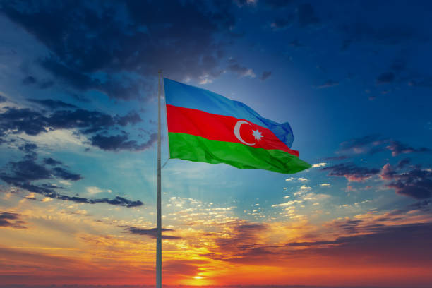 drapeau de la république d’azerbaïdjan - azerbaijan flag photos et images de collection