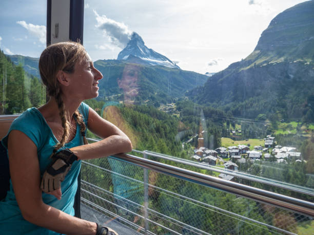 istock Woman on train in Zermatt, Switzerland 1286888993