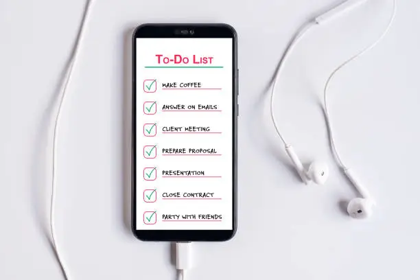 Photo of Smartphone with the daily to-do list