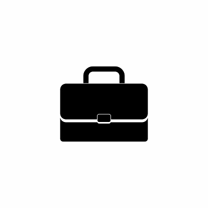 Briefcase White Outline vector isolated. Flat style vector illustration.
