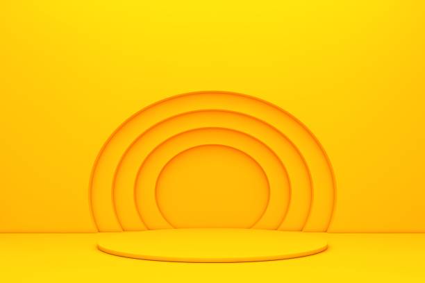 istock 3D Yellow Stands On Yellow Background, Product Stand, Blank Scene 1286899967
