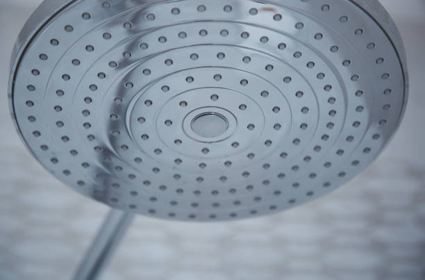 istock Close-up view on a modern metal shower. Horizontal photo 1286904217