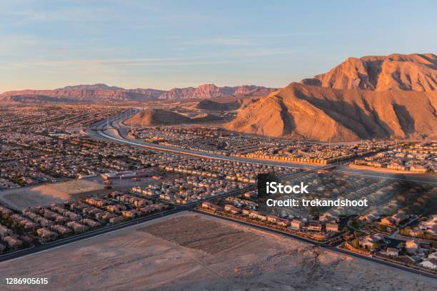 Northwest Las Vegas Lone Mountain Morning View Stock Photo - Download Image Now - Las Vegas, Nevada, Residential District