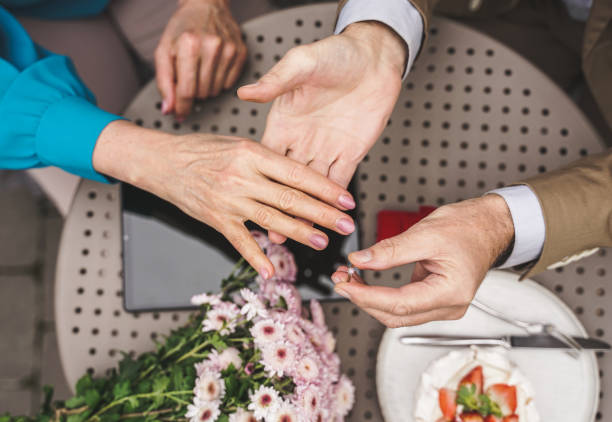 istock Beautiful senior couple bonding outdoors, marriage proposal 1286905744