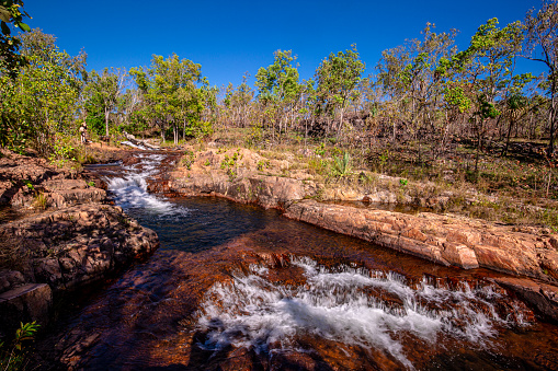 Darwin, Australia - June 14, 2017: Buley Rockhole, a popular little swimming spot in the Litchfield National Park just outside of Darwin, Northern Territory.