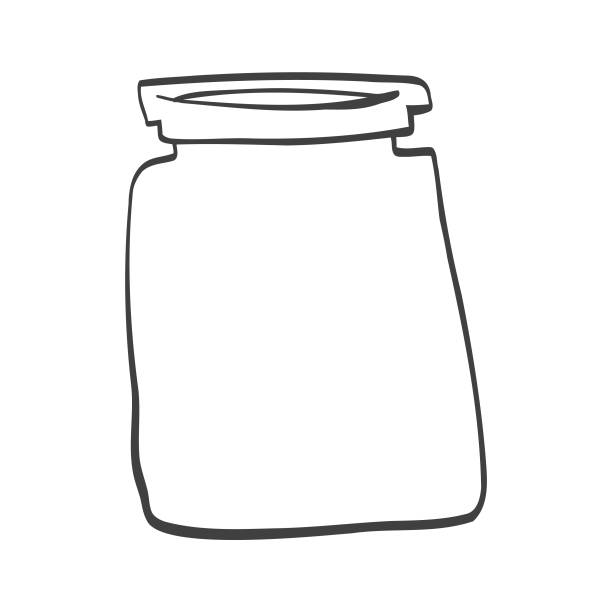 Jar bottle cartoon drawing Vector illustration of a jar or glass bottle in a cartoon style. kombucha jar stock illustrations