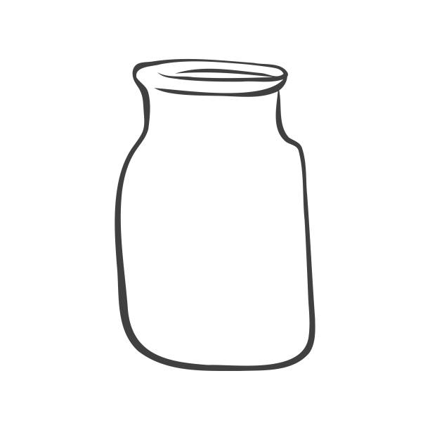 Jar bottle cartoon drawing Vector illustration of a jar or glass bottle in a cartoon style. kombucha jar stock illustrations