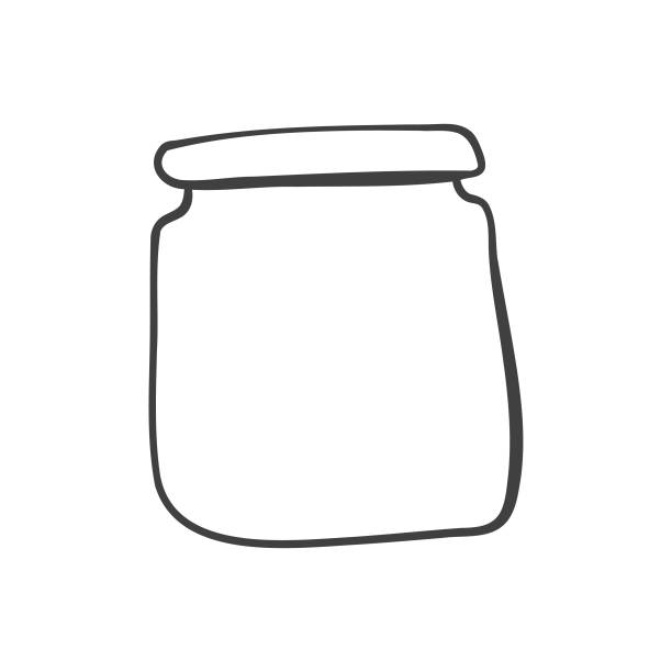 Jar bottle cartoon drawing Vector illustration of a jar or glass bottle in a cartoon style. kombucha jar stock illustrations