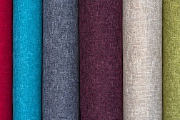 istock Closeup detail of multi color fabric texture samples. 1286914167