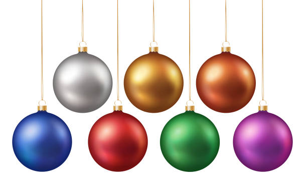 istock Collection of vector shiny colorful realistic hanging christmas baubles isolated on white background 1286915925