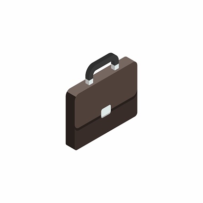 Briefcase right view White Background icon vector isometric. Flat style vector illustration.