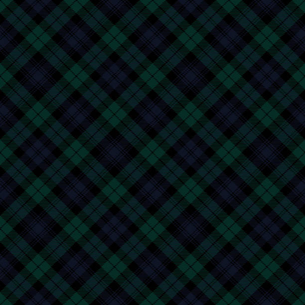 illustrations, cliparts, dessins animés et icônes de motif transparent tartan moderne black watch - wallpaper textile retro revival tartan