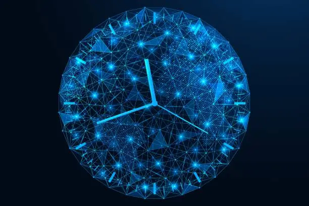 Vector illustration of Clock face on the planet earth.