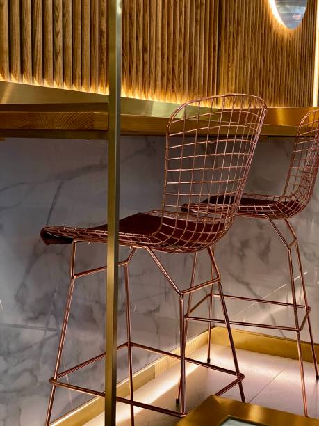 designer metal chairs in the cafe