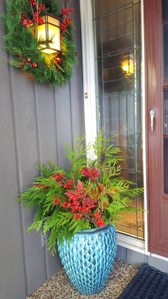 welcome to the holidays - doormat door christmas holiday imagens e fotografias de stock