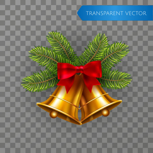 Christmas Material Bell Holly And Ribbon Illustration Stock Illustration -  Download Image Now - iStock