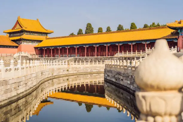 Ancient royal palaces of the Forbidden City in Beijing,China.