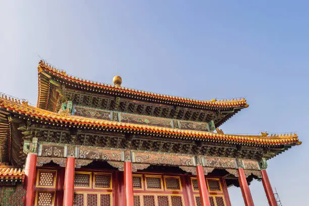 Ancient royal palaces of the Forbidden City in Beijing,China.
