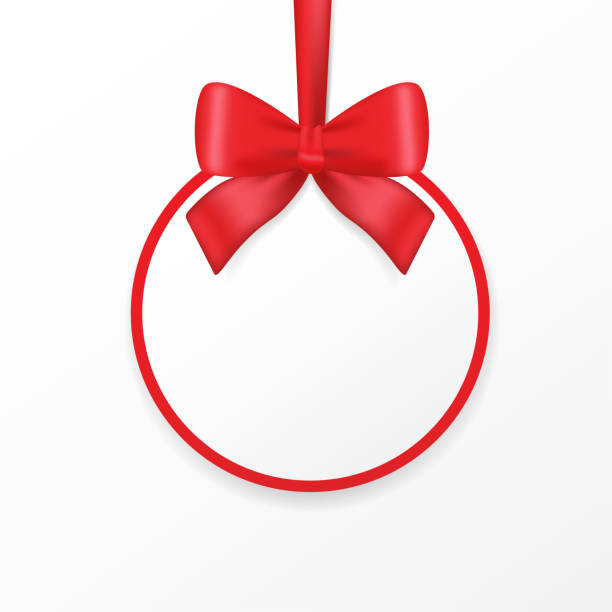 istock Christmas round card bow on white background. Xmas decoration. Party banner design. Copy space. Vector illustration. 1286934003