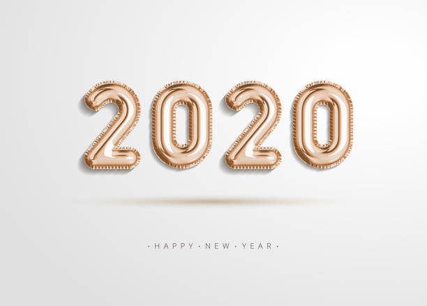 ilustrações de stock, clip art, desenhos animados e ícones de happy new year 2020 rose happy holidays. 3d realistic isolated vector new year gold gel balls 2020, numbers two thousand and twenty, happy new year's balloon for holiday decoration template design - 0 1 year