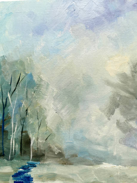 istock Abstract art background light blue and white colors. oil painting on canvas. Texture backdrop, macro. 1286936938