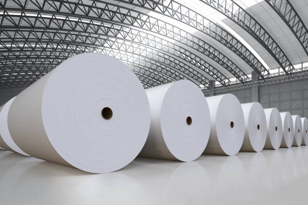 rouleaux de papier blanc - paper paper mill mill factory photos et images de collection
