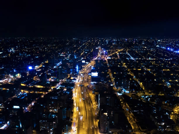 istock Aerial image of Lima Peru at night. Highway image at dark. 1286950138