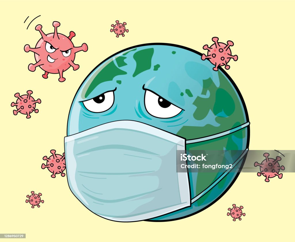 Vector Cartoon Figure Drawing Conceptual Illustration Of Earth Attack By  Coronavirus Stock Illustration - Download Image Now - iStock