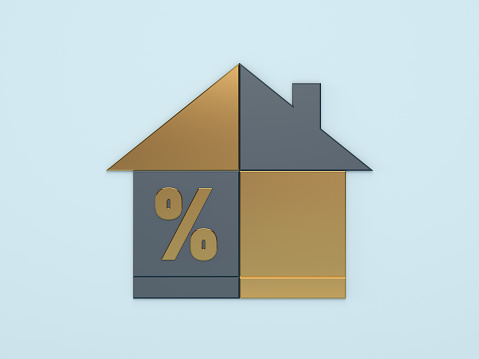Percentage symbol icon and house