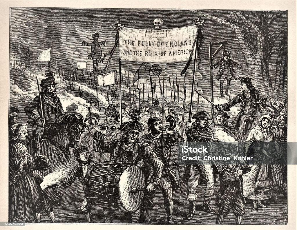 Angry Colonists American Revolution Colonists March In Protest Against British An ...
