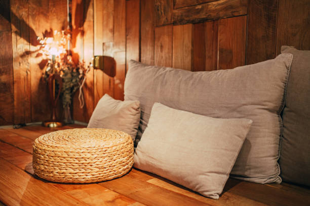 istock Cozy sofa with rattan table and cusion 1286956102