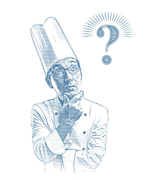 ilustrações, clipart, desenhos animados e ícones de chef masculino enfrentando um futuro incerto - senior adult retirement question mark worried